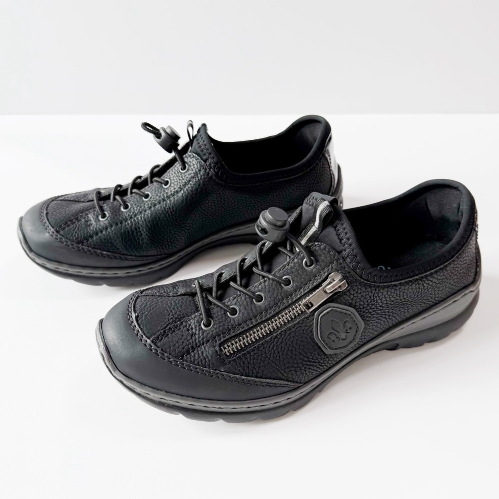 Rieker Women Black Memory Foam Casual Slip-On Shoes 38 Classic Basic Commute